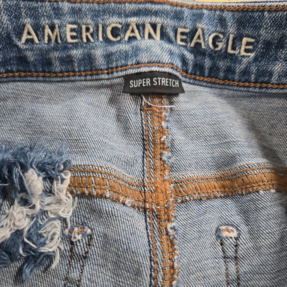 American Eagle Super Stretch Distressed Skinny Jeans Blue Size 8 Regular - Picture 2 of 9